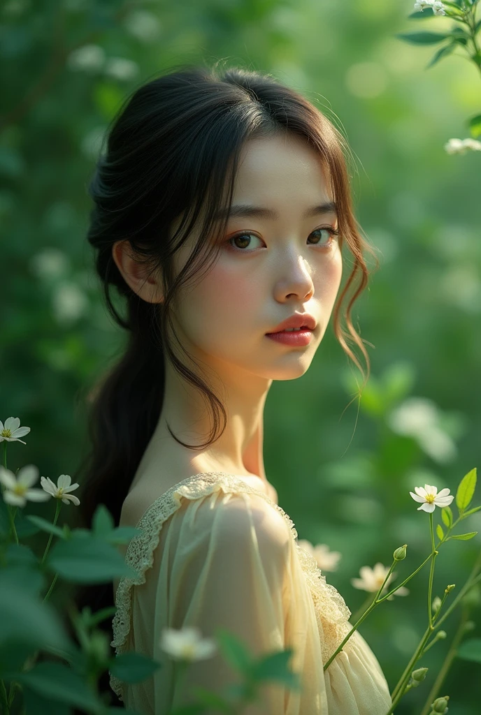 ((best quality)), ((masterpiece)), (detailed), beautiful girl, green background