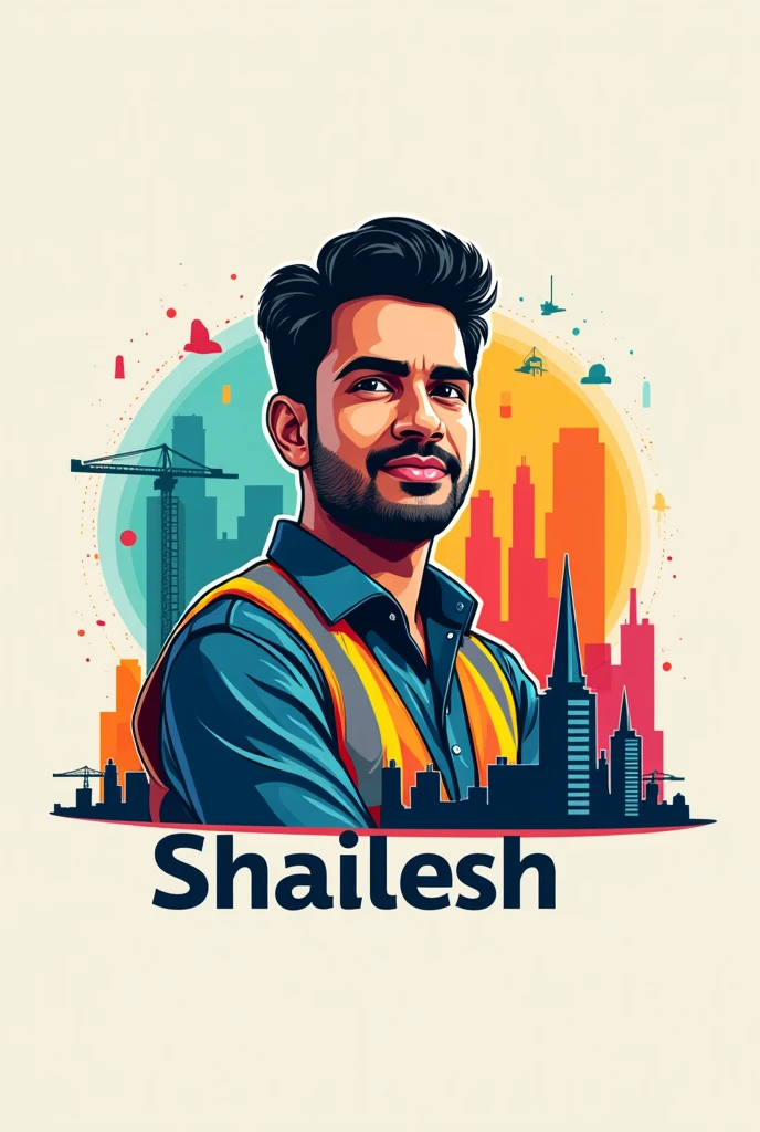 SHAILESH logo with colourfull civil engineer