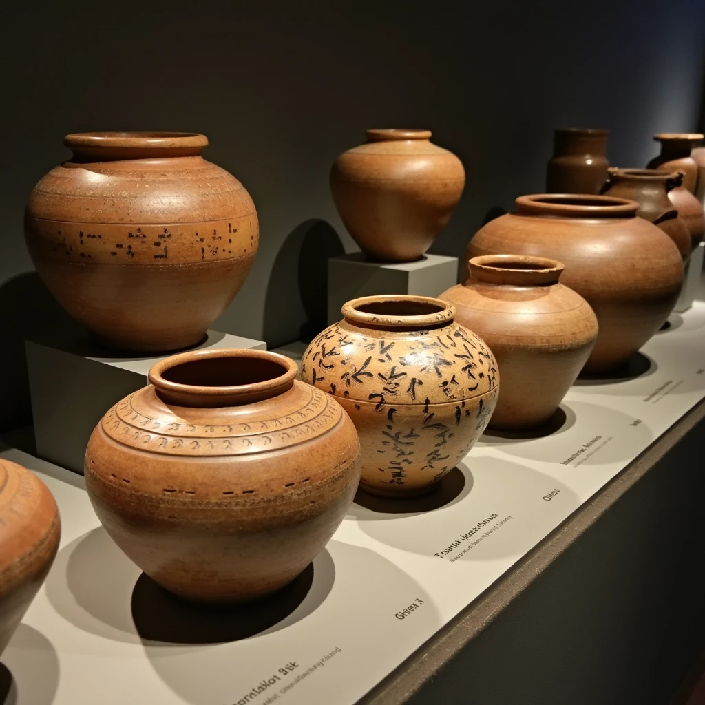 Jomon-style earthenware displayed at the museum