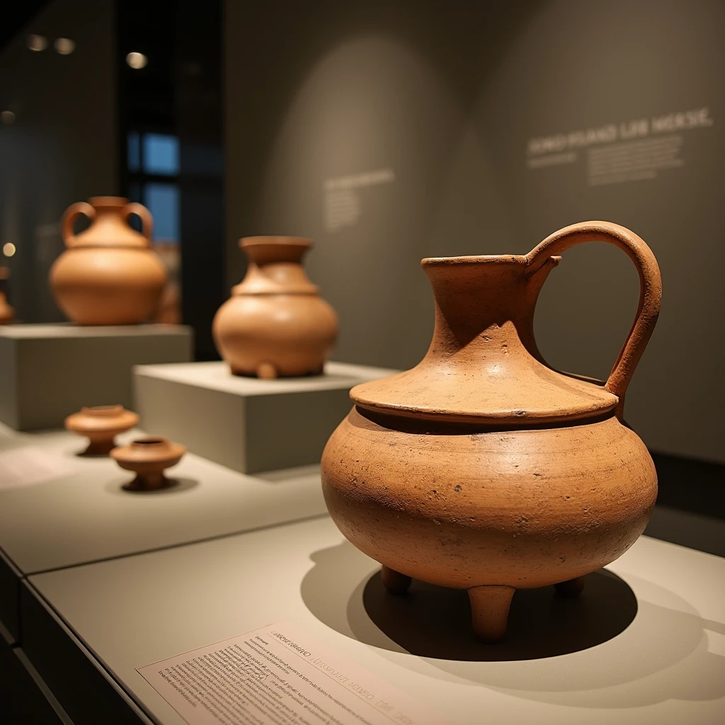 Jomon-style earthenware displayed at the museum