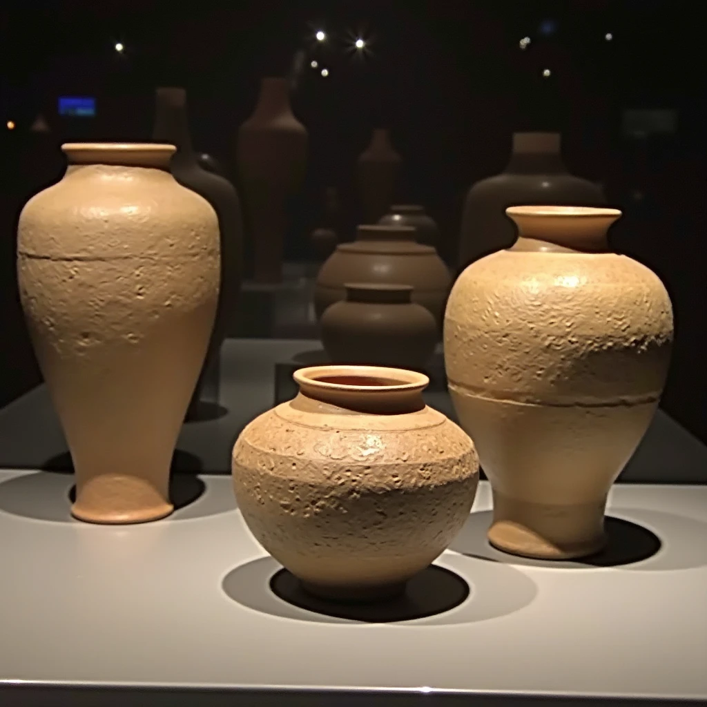 Jomon-style earthenware displayed at the museum