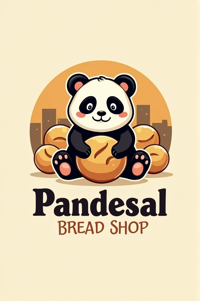 Pandesal bread shop Logo with a Panda as basis