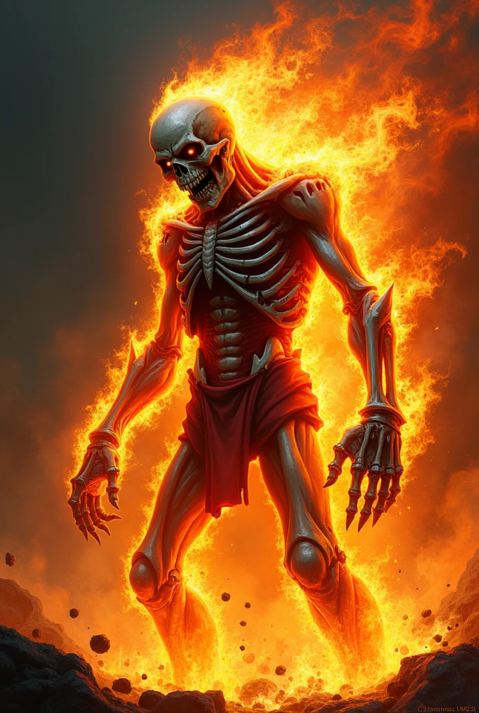 Eddie from iron maiden on fire