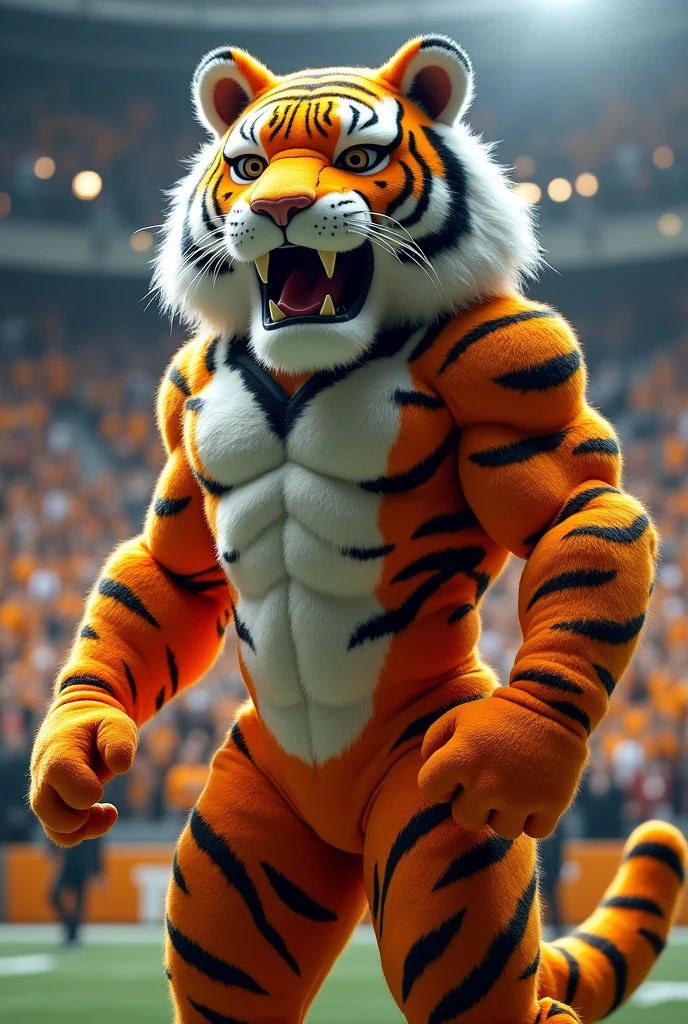 Man in tiger costume for team mascot