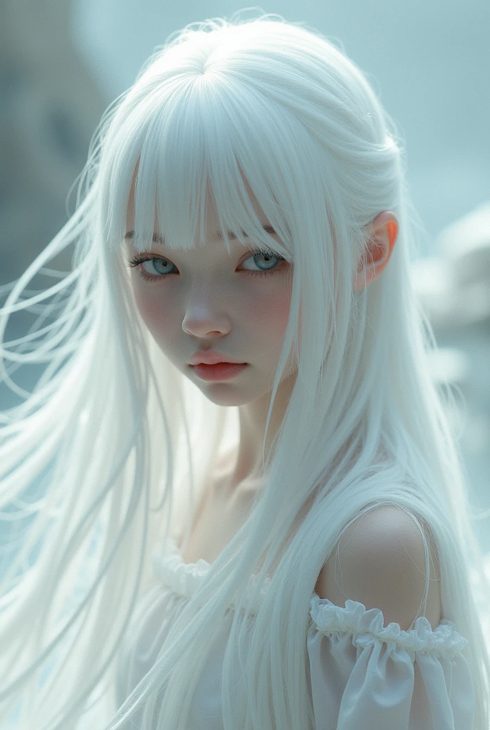 a girl with white hair