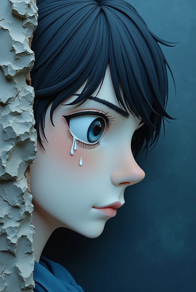 Left side (Sad mood) ใช้ภาพใบหน้าที่แสดงSad mood เป็นภาพดวงตาที่มีน้ำตาไหลใช้สีโทนหม่น เช่น สีเทา สีฟ้าหม่น หรือสีน้ำเงินเข้ม (High School)ใช้ภาพนักเรียนที่กำลังเตรียมตัวสอบหรือทำกิจกรรมที่ท้าทายมากขึ้นทำเป็นภาพเเกะสลักบนกระดาษ1ด้านLeft side