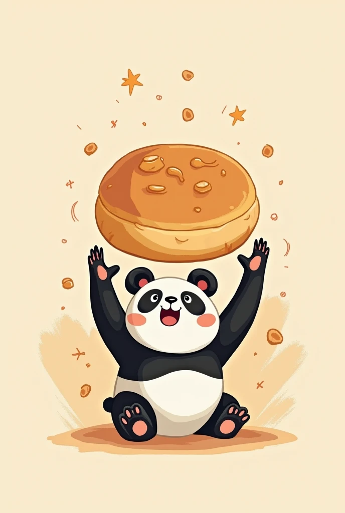 Pandesal bread shop Logo with a Panda worshipping the bread as basis
