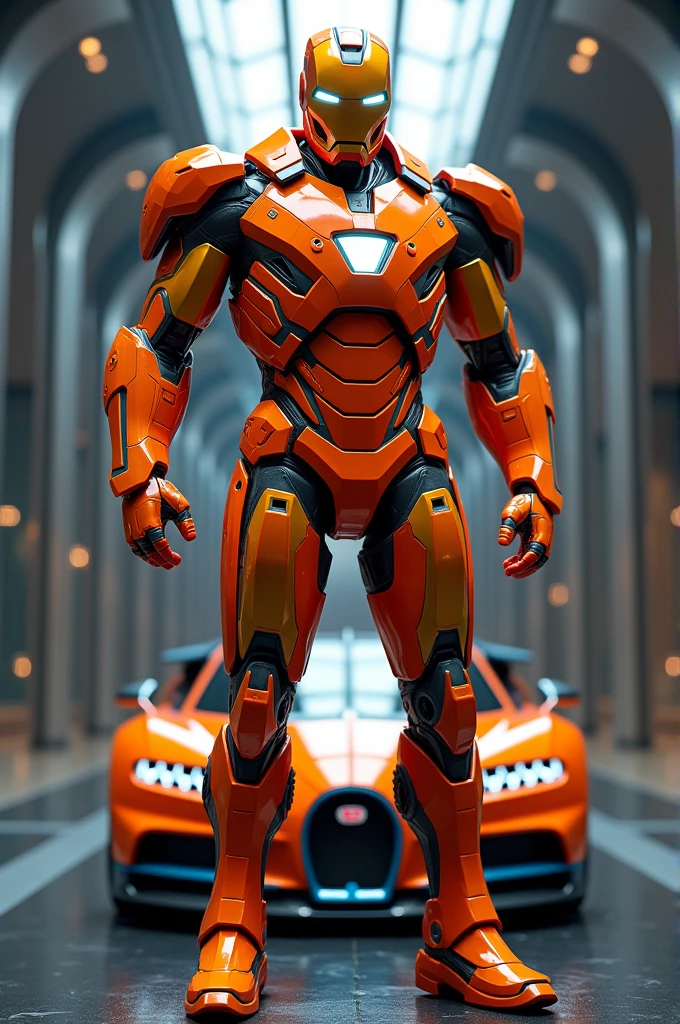 Iron man with orange colour bugati