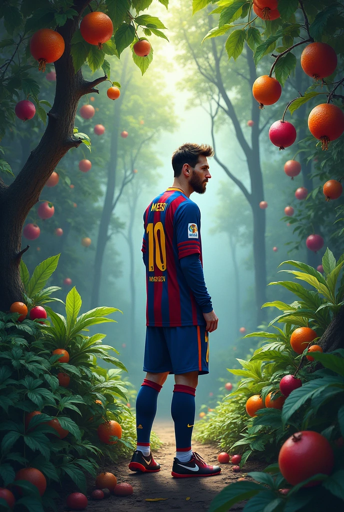 messi in a fruit forest