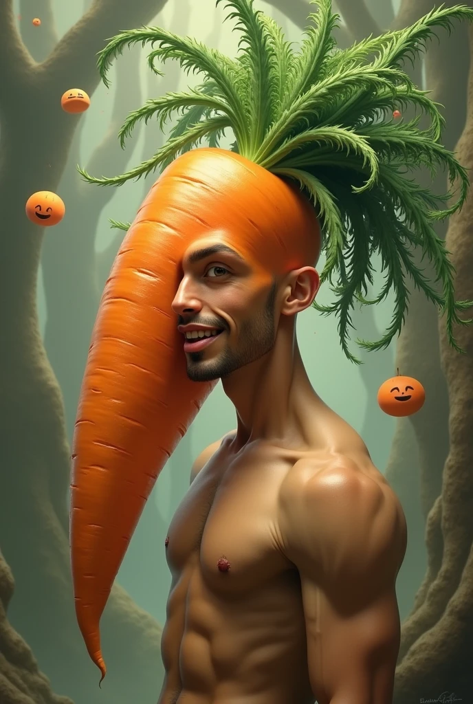 A man with a carrot head