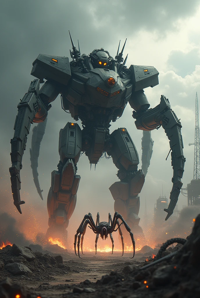 War robot and spider 
