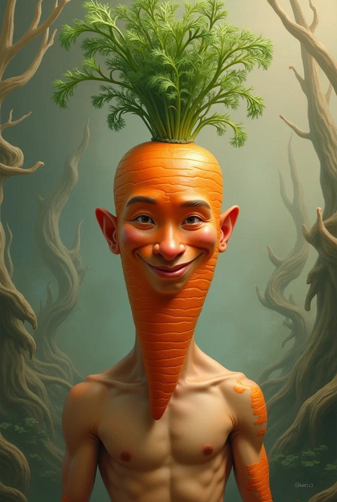 A man with a carrot head