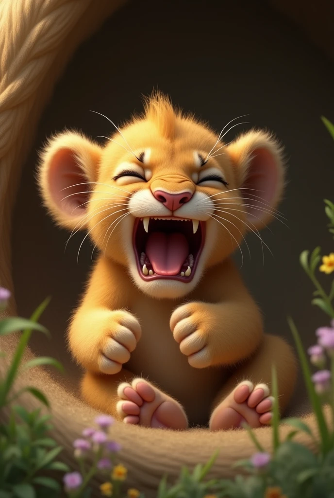 The lion baby crying