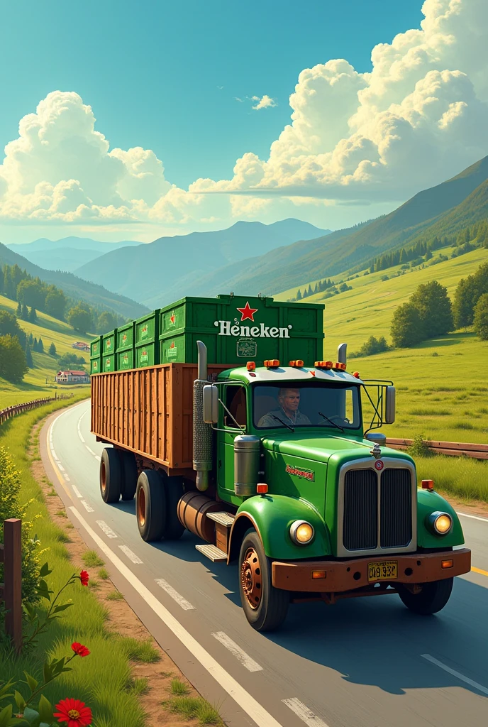 Good trip on a road Truck loaded with Heineken