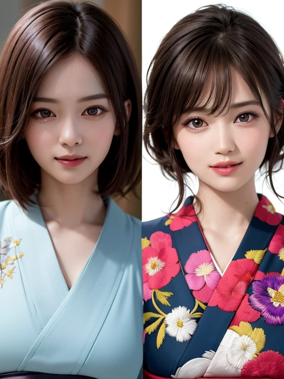 (8k, RAW Photos, Highest quality:1.2), (reality, reality的:1.4), (非常に詳細な8kwallpaper)、Sharp focus, Cinema Lighting, 細部までBeautiful Eyes, Asymmetrical bangs, Glowing Skin, Highly detailed skin ,High resolution, Attention to detail, Detailed hairstyle, Detailed beauty face, Hyper Real, Perfect limbs, Perfect Anatomy ,1 Japanese girl,Famous idols of Japan, Perfect female body,smile,short eyelashes,double eyelid、Look straight here,Stand up straight and face me, whole body ,,look straight at me,Streets of Europe、Tabletop、wallpaper、reality的、Bright lighting、Professional Lighting、Face Light Smooth Lighting、Japanese women、Adult、Beautiful woman、action、gravure、Sexy、so beautiful、Beautiful Skin、Beautiful and detailed、Detailed face、slim、moderately、((short hair))、((Brunette Hair))、Brown eyes、Looking into the camera、Small Bust、Pretty face,, smile, Blurred Background, 超High resolution, Backlight, Top-down angle,whole body、Accurate 5 fingers, software , Bony body, Japanese women, One person, Perfect body, 超Detailed face, Detailed lips, Beautiful Eyes, double eyelid, Light brown hair, Asymmetrical hair, Asymmetrical bangs, Messy Hair,(High-quality kimonos in vibrant colors:1.3), (Gorgeous embroidered kimono:1.3)