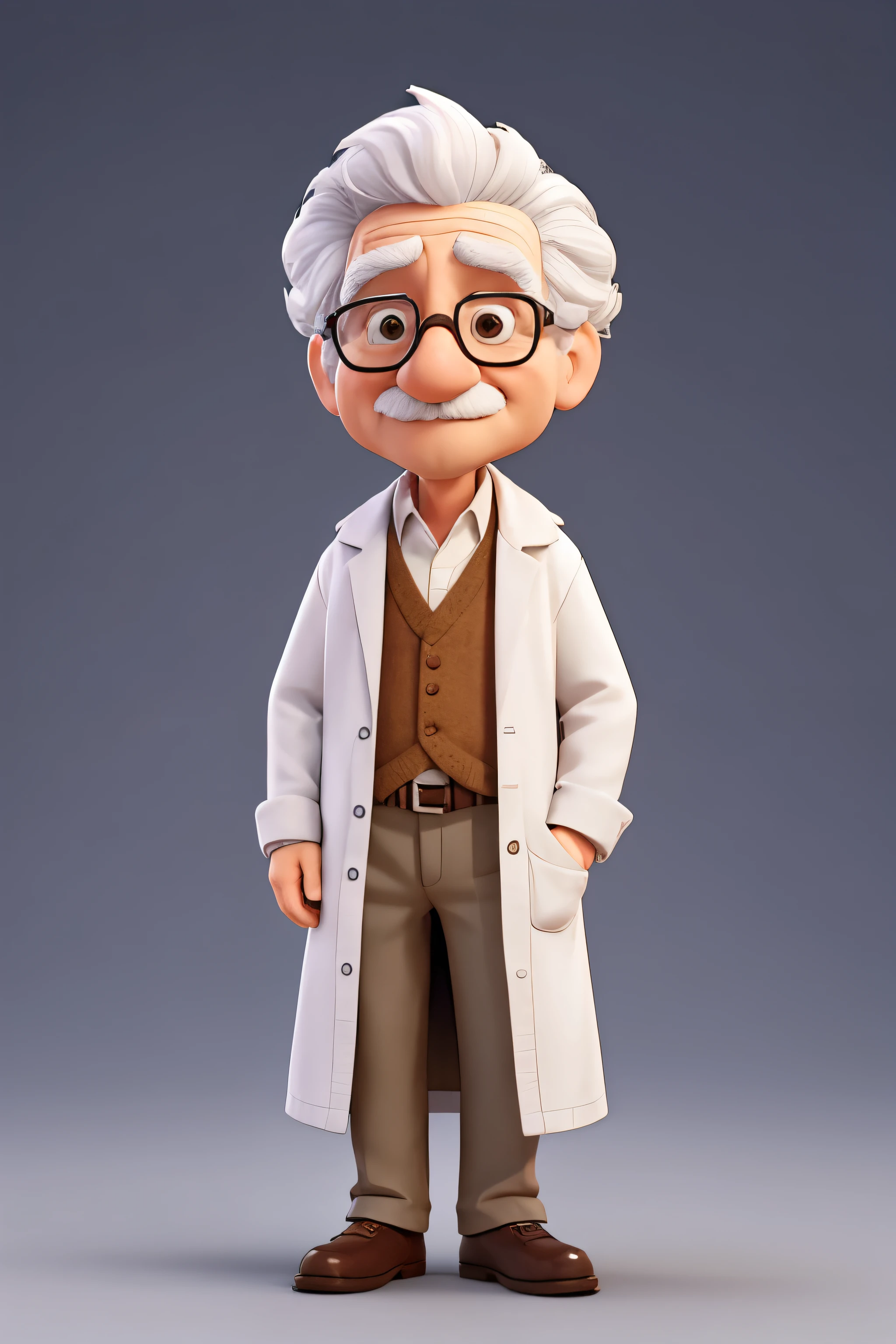 male character, middle-age, appearance like albert einstein, white background, cientist, looking 60 years old