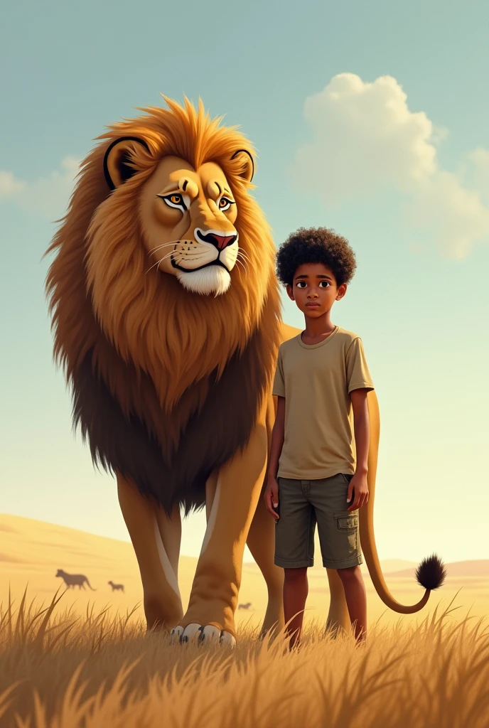 Ali is standing with a lion