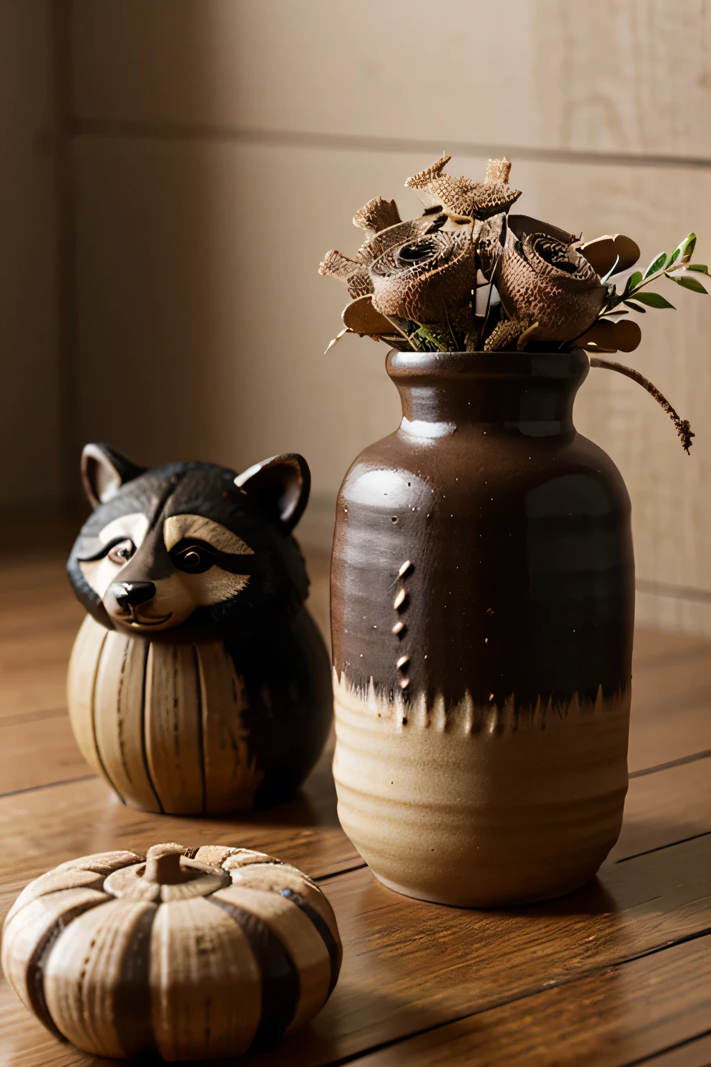 Shigaraki ware、ornament、Raccoon、Clay bottles