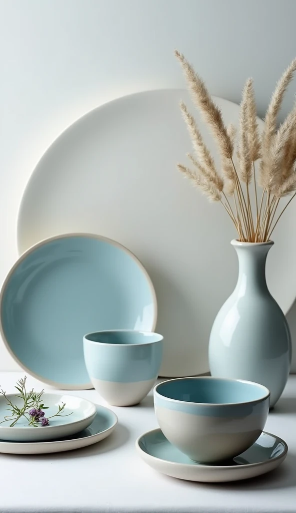 overall shape:這套食器overall shape簡約優雅,Smooth and natural lines。The shape of each vessel is carefully designed,Reflecting clever proportions and balance。

Material texture:The utensils are made of high-quality ceramic material,Exquisite firing process。The surface shows a delicate texture,Texture is warm and smooth,Exudes the unique charm of elegant ceramics。

Color matching:This set of food utensils is painted in light blue、Lavender purple、Soft natural tones such as light gray are the main tone。Harmonious color matching,Create a fresh and elegant style。

decorative elements:部分器皿的表面點綴有Exquisite的浮雕圖案或手繪花紋,artistic。Simple and elegant pattern design,Embellishing a bit of elegance。

overall coordination:Whether it&#39;s a dinner plate、Tableware,Or a wine glass, etc.,The shapes of each vessel are coordinated and unified,echo each other,form a harmonious whole。

User experience:pick up these utensils,Soft and moist to the touch,Flexible and natural operation。Gives a sense of elegance while dining、Comfortable experience。

generally,This set of ceramic tableware is elegant、Exquisite、Elegance in one,無論是視覺效果還是User experience,Can provide people with high-quality dining experience。It’s sure to be the finishing touch on the table。