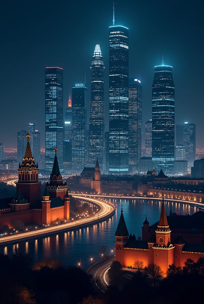 Night view of Moscow City