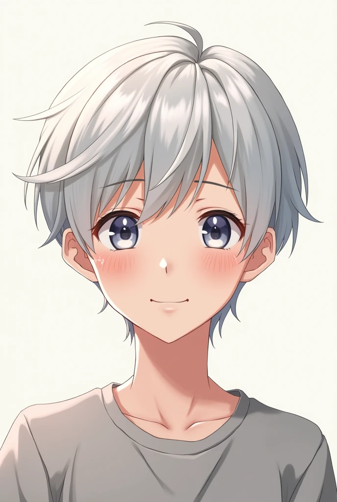 Silver haired man, anime man, white haired man, Looking at viewer, High Resolution, Smile, Short Hair, anime, just born