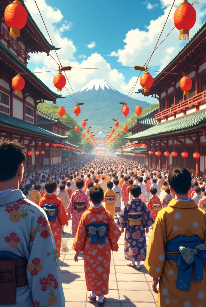 Images of people participating festivals in japan