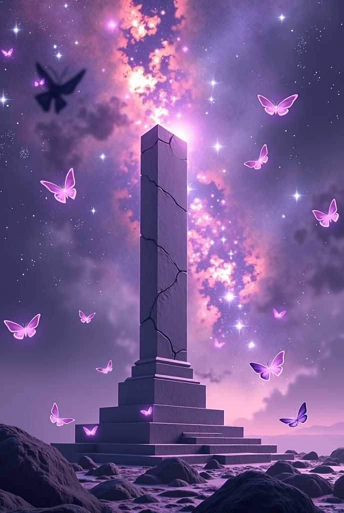 Galaxy, purple backdrop, lilac butterflies, universe, stele, editable background