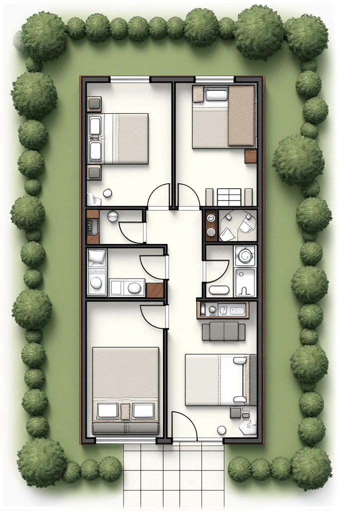 Plan of a house on a 10 by 20 plot