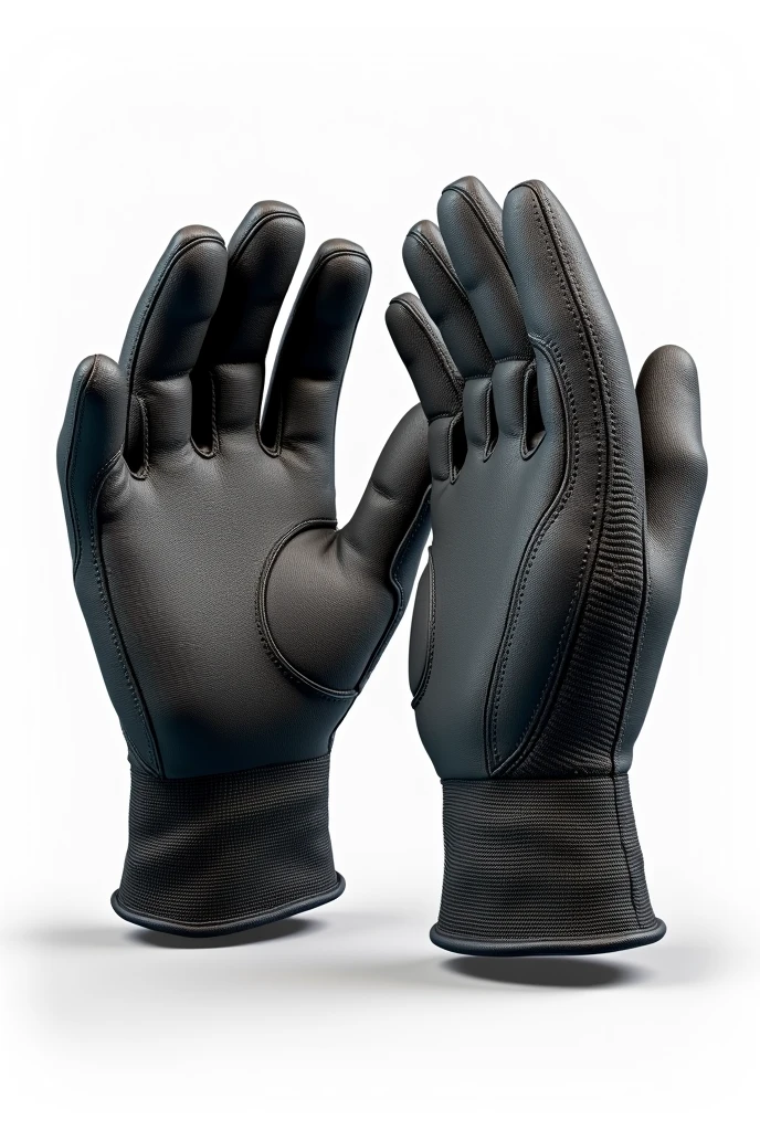 Design Brief: Create a highly realistic image of a pair of gloves, showcasing both the front and back views on a plain white background.
Front View: The palm area should feature reinforced padding, designed to withstand heavy wear and tear. This padding should have a detailed, textured, anti-slip surface to ensure a secure grip . The gloves should be ergonomically designed, with articulated segments in the four fingers and thumb to provide both flexibility and precision. Use color variations in the materials to differentiate functional areas—such as darker tones for the padded sections and lighter, breathable zones. The gloves should be crafted from durable yet breathable materials, such as synthetic leather and spandex, with realistic textures that convey comfort and long-lasting usability.
Back View: The back of the gloves should prominently feature a rubber patch, strategically placed over the knuckles and fingers to offer protection against impacts and abrasions. This rubber patch should enhance both the functionality and style of the gloves, with color accents that complement the overall design. Additional padding should be visible to provide enhanced protection, and the gloves should include an adjustable wrist closure, rendered in a way that looks secure and comfortable. Ensure the realistic appearance of the rubber, padding, and stitching.
Presentation: Present both the front and back views on a plain white background, with careful attention to realistic lighting, shadows, and material details. Emphasize the color contrasts, ergonomic design, and overall construction of the gloves, ensuring the four fingers and thumb are clearly defined and naturally positioned.