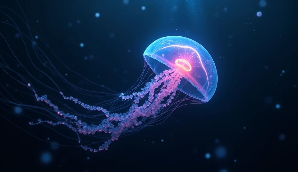 a beautiful bioluminescent jellyfish in the deep dark sea, ethereal glowing lights spread through the ocean, surreal, highly detailed, cinematic, dramatic lighting, vibrant colors, realistic, photorealistic, masterpiece, 8k