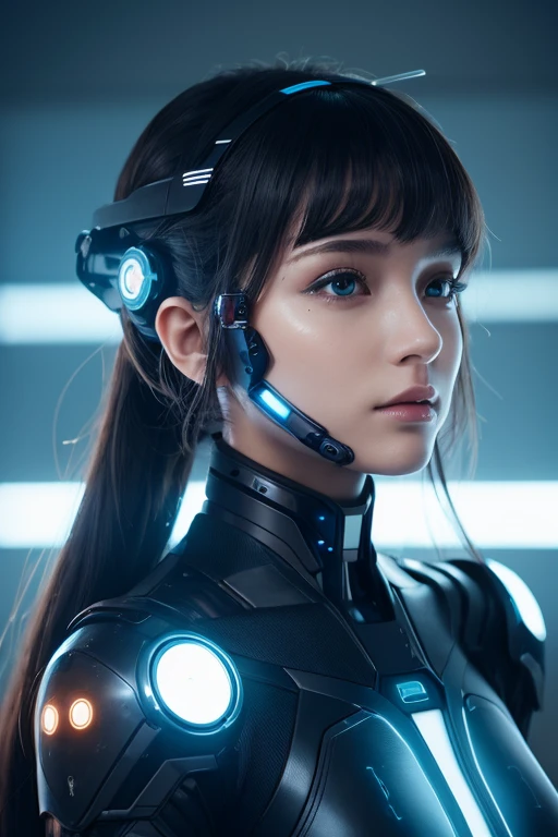 A beautiful futuristic cyborg girl with neural network hair, Futurism, Ultra-high resolution, Super Detail, Highest quality, 8k