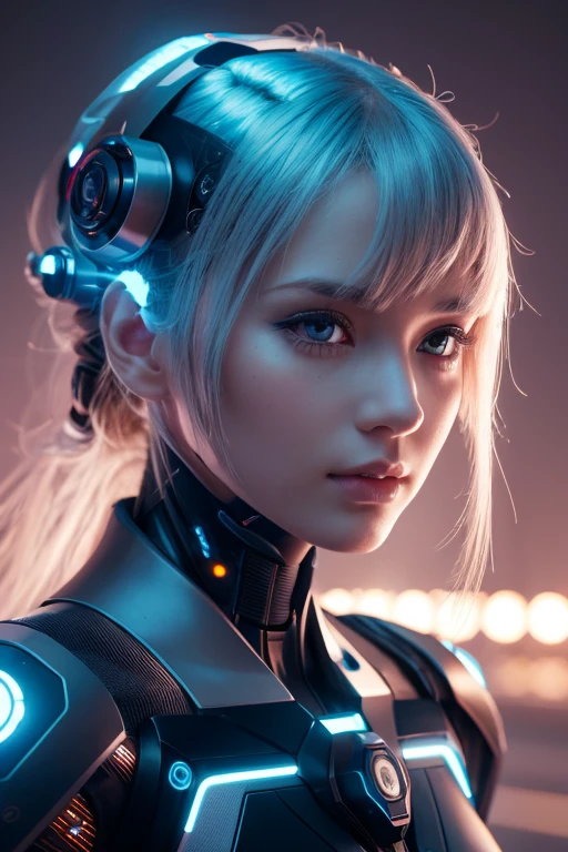 A beautiful futuristic cyborg girl with neural network hair, Futurism, Ultra-high resolution, Super Detail, Highest quality, 8k  