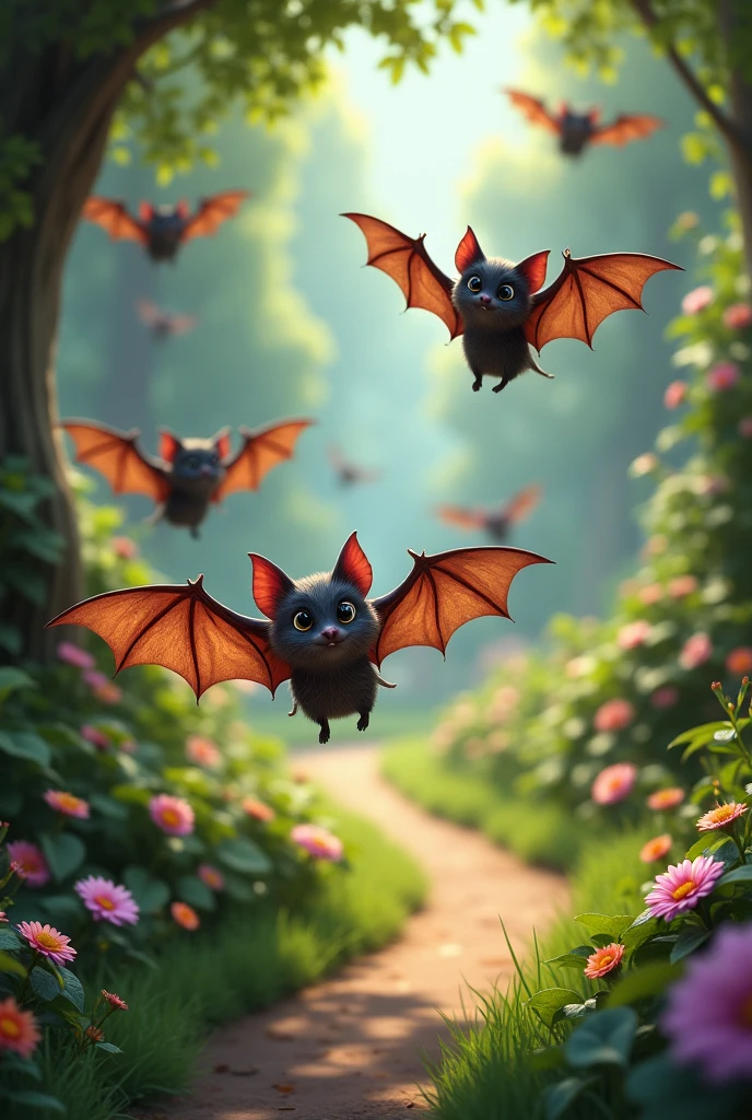 Can you generate bat animal in garden images 