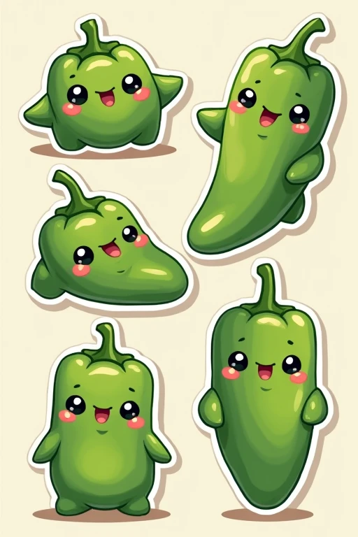Create cute stickers of cute stuffed green chilli 