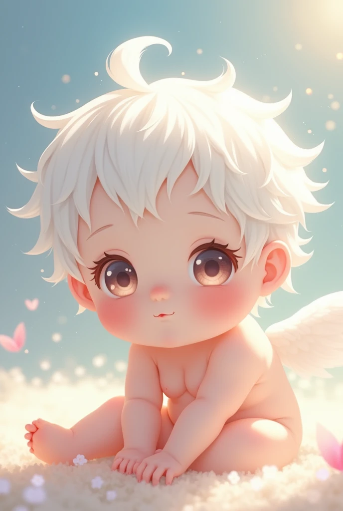 White haired baby, anime, anime baby