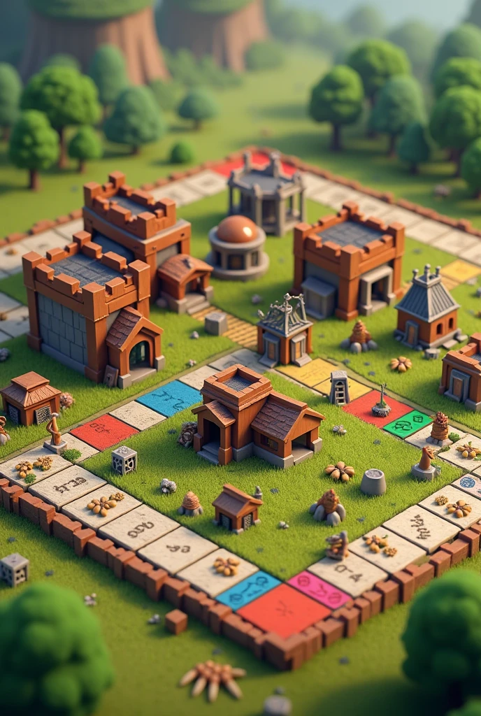Clash of clan home vilage with ludo image as ground
