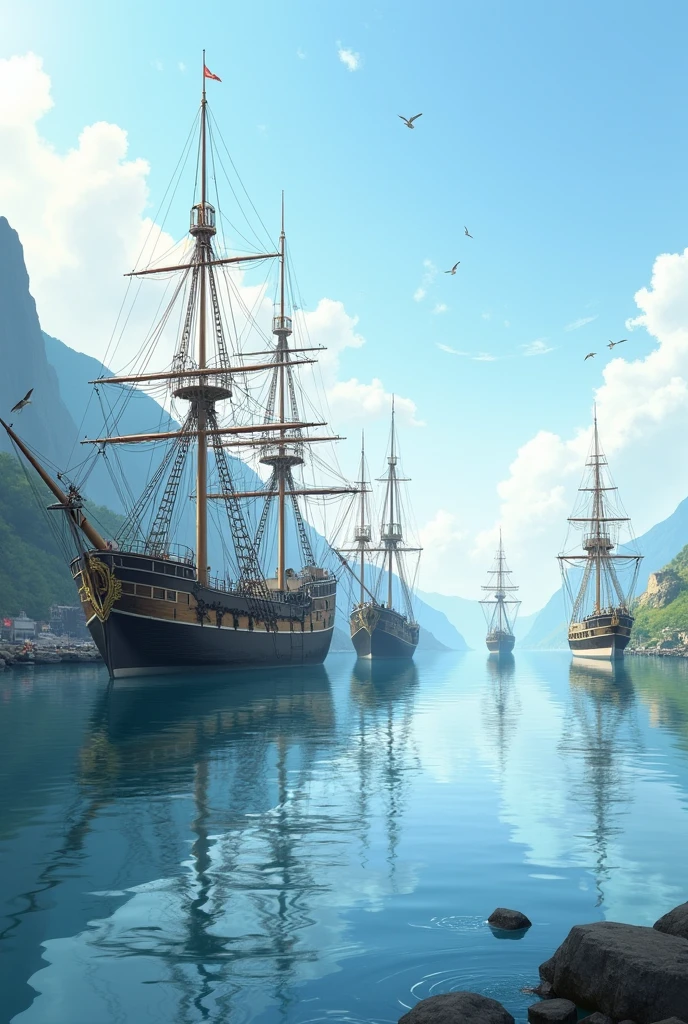 Ships anchored in the harbor