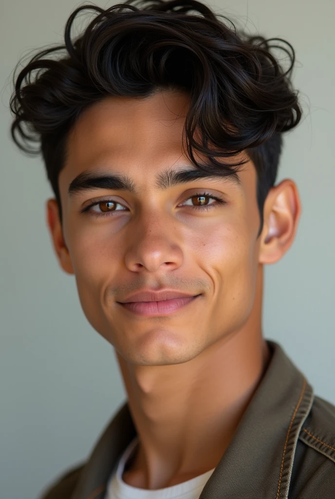 Create a picture of a young boy, Latin and very handsome. A realistic Instagram profile picture with iOS photo pattern