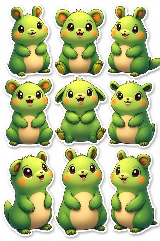 Create cute stickers of cute stuffed green New Mexican 