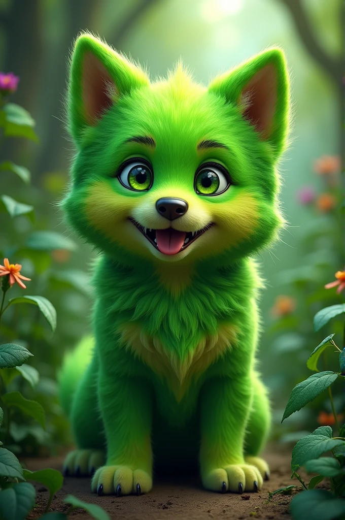 green dog