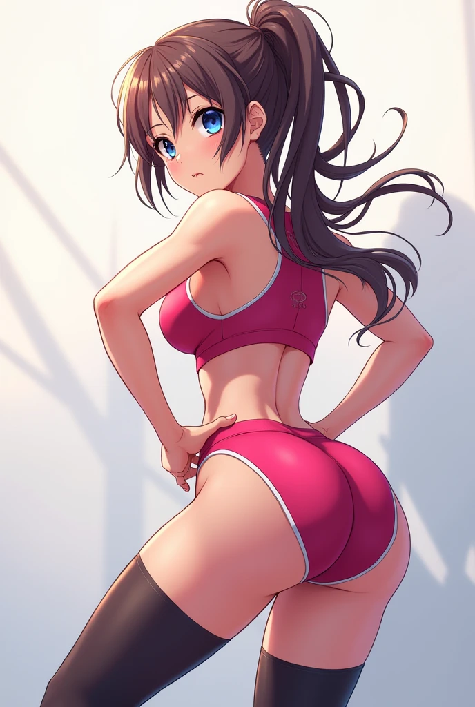 Sexy sporty anime girl showing her butt