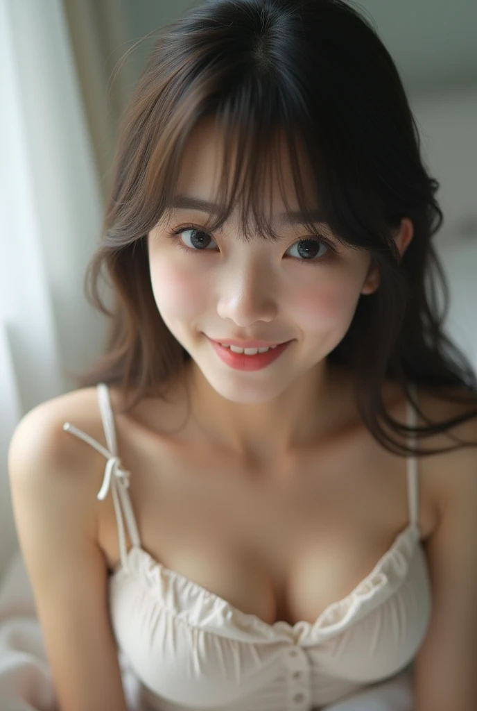 Realな写真、、Japanese high school girl、NUDE、naked、((whole body))、((Small nipple 1.4、pussy:1.3、pubic hair:1.4、Detailed nipples))、Straight Hair、bangs、Detailed face and body、((Lie face up on the bed))、Natural lighting、High resolution、Photorealistic、(Highest quality、8k、High resolution、masterpiece:1.2)、Super detailed、(Real、Photorealistic、Photorealistic:1.37)、Realな肌の質感、Detailed eyes and lips、Beautifully detailed face、Long eyelashes、Smooth Skin、Slim figure、Blur the nipples、cute、smile、Young、、、