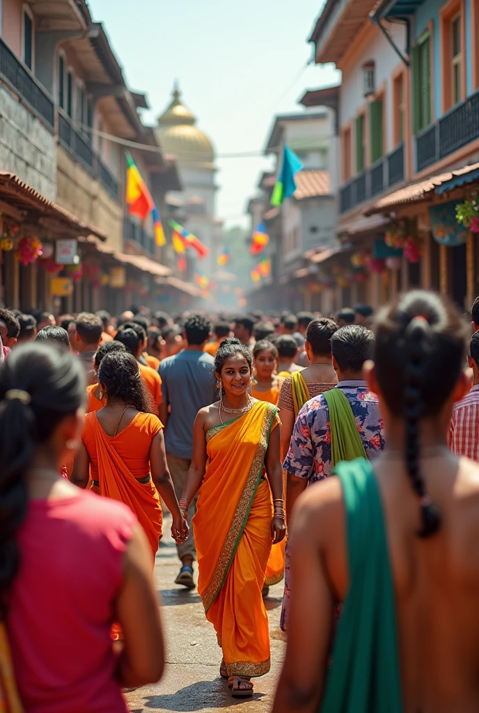 Images of foreigners participating festival in daleda perehera in sri lanka