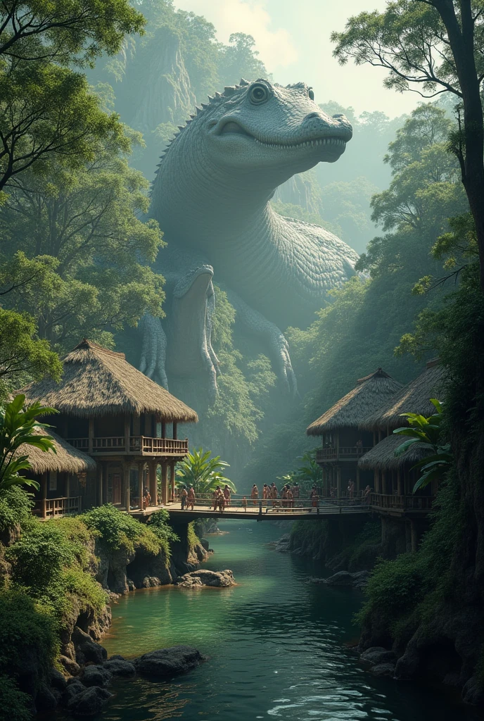 Mysterious village full of giant crocodiles and giant anacondas
