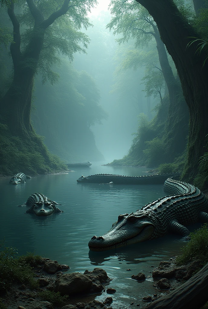 Mysterious lake full of giant crocodiles and giant anacondas