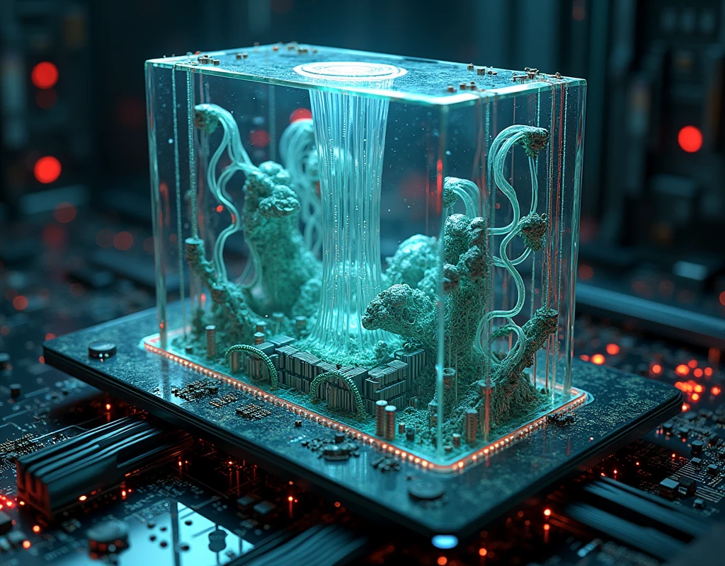 motherboard, (masterpiece), (great), (Extremely fine), Wallpaper, ULTRA DEFINED, ultra realistic, transparent, intricate biomechanical details, glass, neon, Water, tubes and cables running throughout, circuitos transparents, all full of cables and circuits with viscous fluid, biological organs connected to the bottom by tubes and cables, darkness, meat and fluids, grotesque, Giger.
