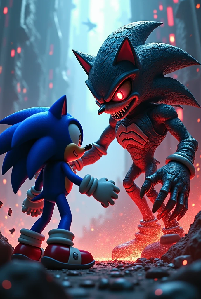 Sonic gives the final punch to Sonic.Exe
