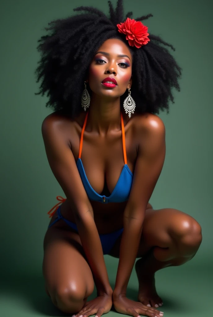 Masterpiece, stunning african goddess, ebony, extra tan skin, bbw, extreme long afro curly hair, detailed (wrinkles, blemishes!, folds!, moles, viens, pores!!, skin imperfections:1.2), (red and orange and yellow and green and blue and indigo and violet) (sexy attire), Wearing edgTemptation, (garter belt with multi straps), (cuban stockings),, uptown, cleavage, very detailed, dramatic lighting, digital art trends on Artstation 8k HD detailed realistic, detailed, skin texture, super detailed, realistic skin texture, armature, best quality, super high res, (fidelity: 1.4), high resolution, detailed, raw photo, sharp re, by lee jeffries nikon d850 film stock photograph 4 kodak portra 400 camera f1.6 lens rich colors hyper realistic lifelike texture dramatic lighting unrealengine trending on artstation cinestill 800 ,