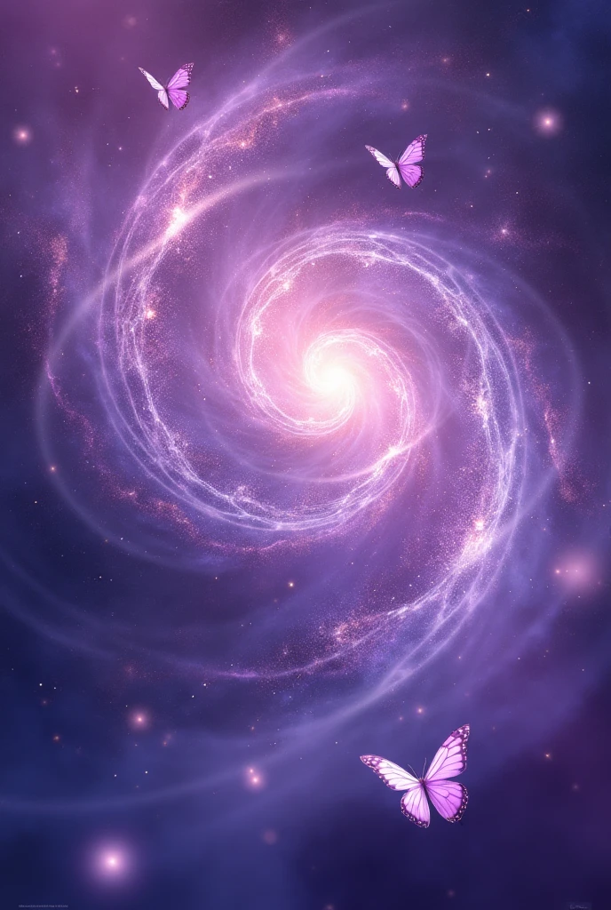 purple galaxy, lilac butterflies