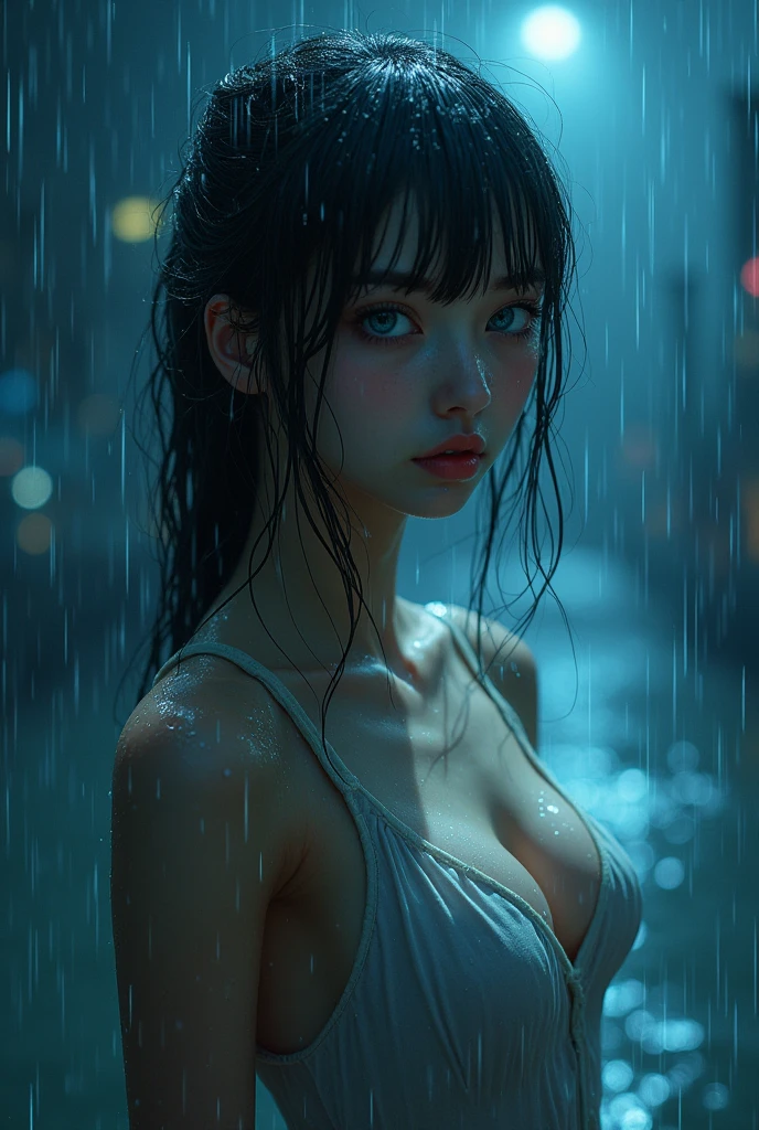 Sexy naked girl walking in the storm, masterpiece, 最high quality, high quality, Highly detailed CG unit 8k wallpaper, award winning photography, Bokeh, Depth of bounds written, HDR, flood, chromatic aberration, realistic, very detailed, Popular at Art Station, Popular on CGSociety, Complex, high detail, dramatic, art on the go, volume lighting